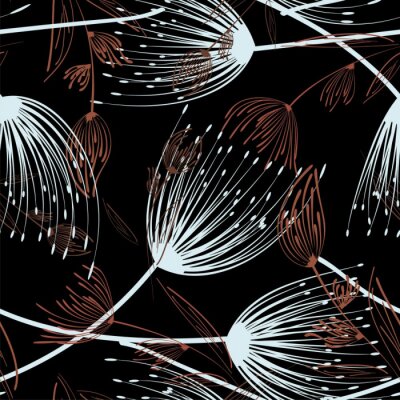 Tapete Pusteblumen hell weiß und braun Grafik