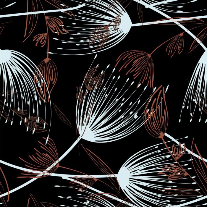 Tapete Pusteblumen hell weiß und braun Grafik