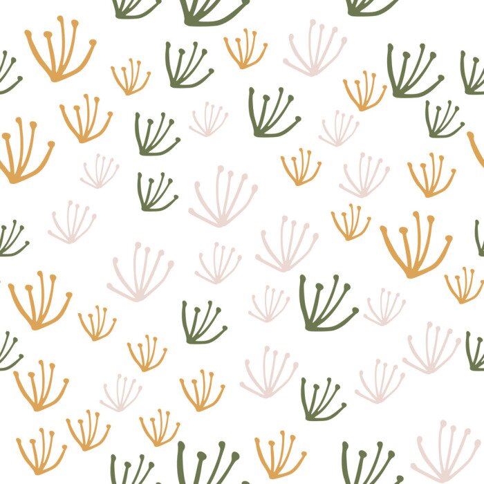 Tapete Pusteblumen in Gelb Beige und Grün Grafik