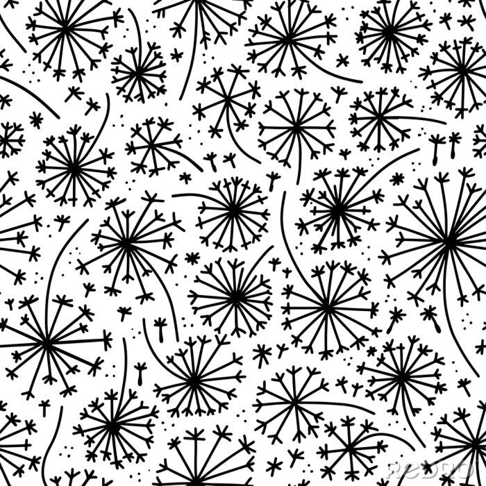 Tapete Pusteblumen schwarz-weiß einfache moderne Grafik