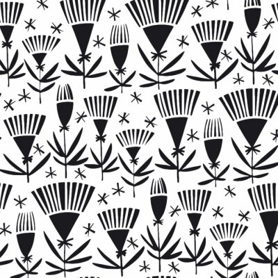 Tapete Pusteblumen schwarz-weiß moderne minimalistische Grafik