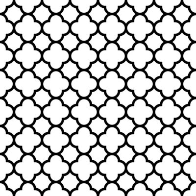 Tapete Quatrefoil nahtlose Muster Hintergrund in schwarz und weiß. Vintage und Retro abstrakte ornamentale Design. Einfache flache Vektor-Illustration.