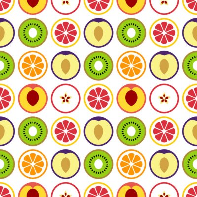 Tapete Querschnitt von Früchten auf weißem Hintergrund