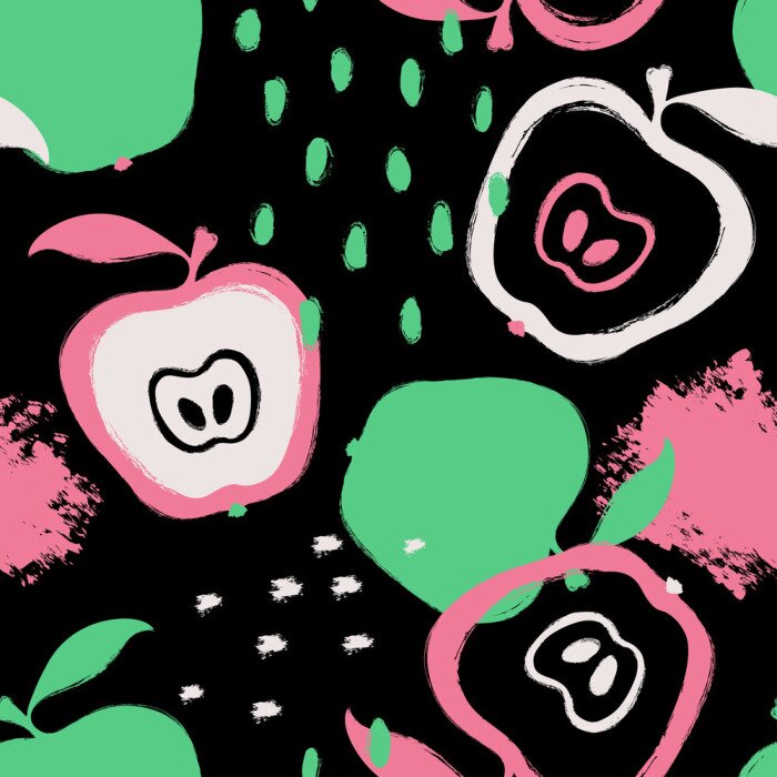 Tapete Querschnitte von Äpfeln im abstrakten Stil