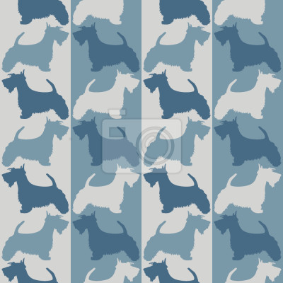 Tapete Rassenhunde in Blautönen