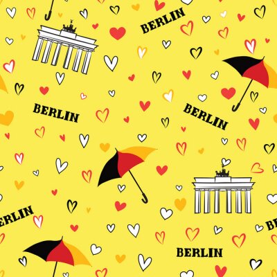 Tapete Reisen Berlin Stadt nahtlose Muster. Deutscher Urlaubstapeten.