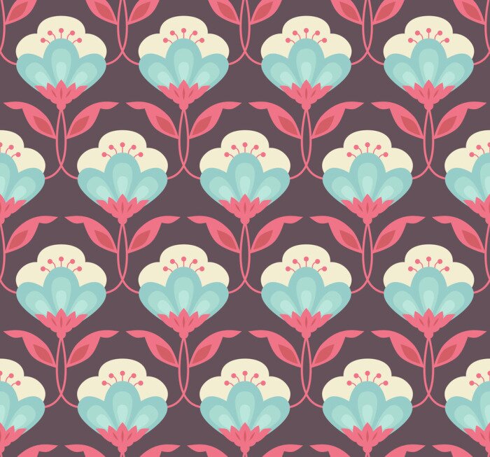 Tapete Retro Blumenmuster