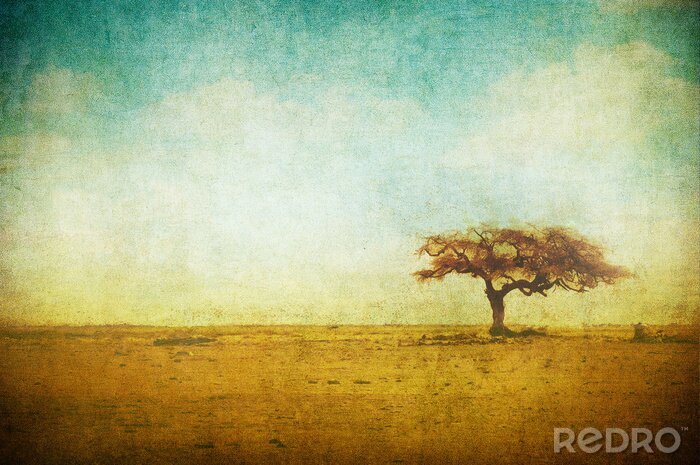 Tapete Retro sandige Landschaft