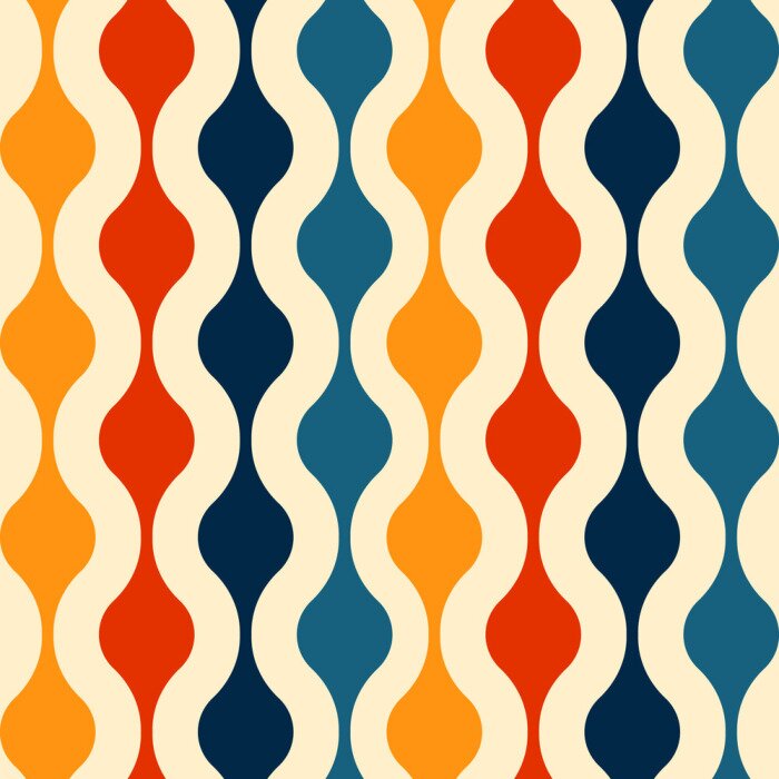Tapete Retro seamless pattern - colorful nostalgic background design