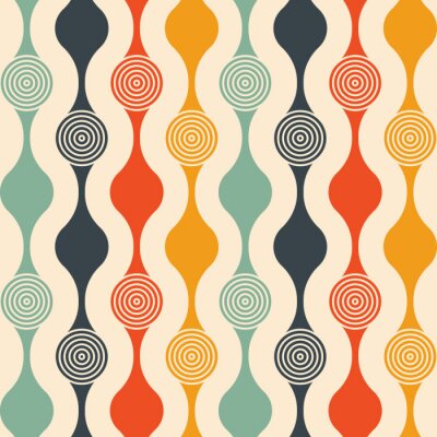 Tapete Retro seamless pattern - colorful nostalgic background design with circles