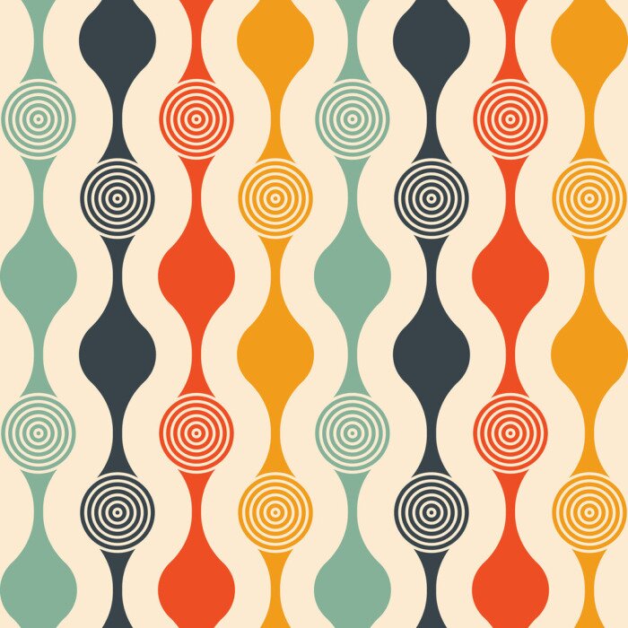 Tapete Retro seamless pattern - colorful nostalgic background design with circles