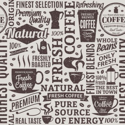 Tapete Retro Stil typografische Vektor-Café-Shop nahtlose Muster oder Hintergrund