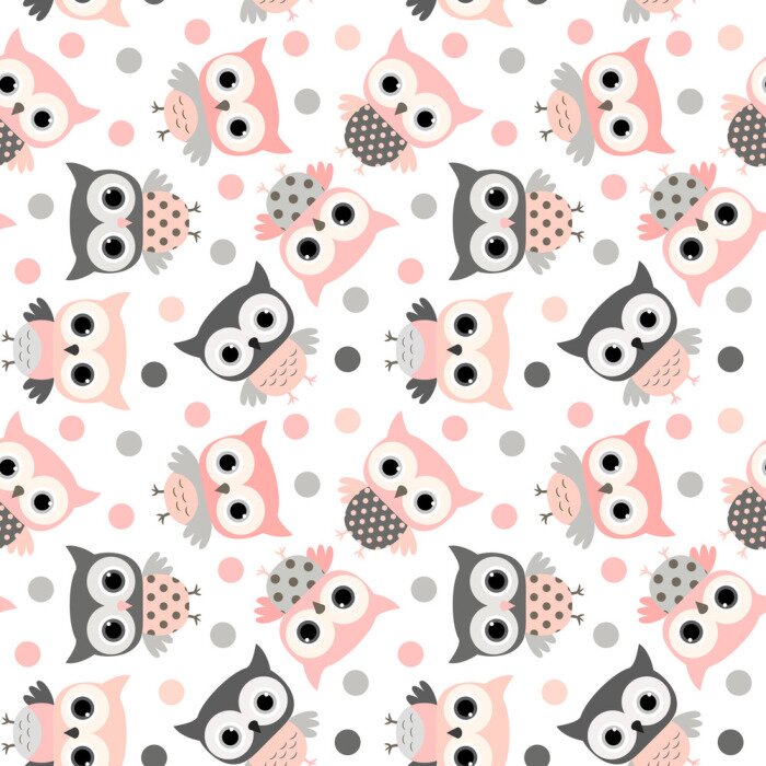 Tapete Rosa Eulen für Mädchen