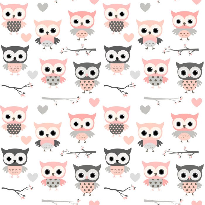 Tapete Rosa Eulen für Mädchen