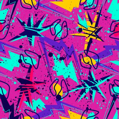 Tapete Rosa Graffiti mit geometrischen Figuren