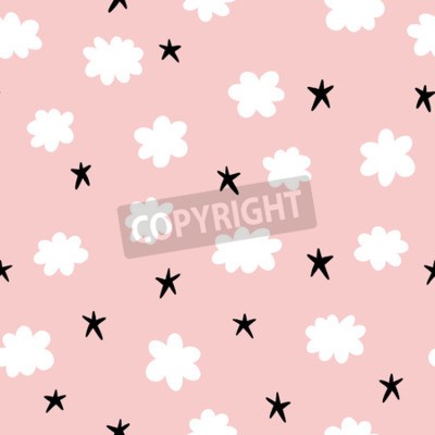 Tapete Rosa Himmel mit kleinen Wolken