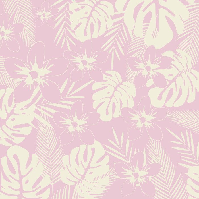 Tapete Rosa Hintergrund mit tropischen Pflanzen