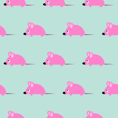 Tapete Rosa Mäuschen auf blauem Hintergrund