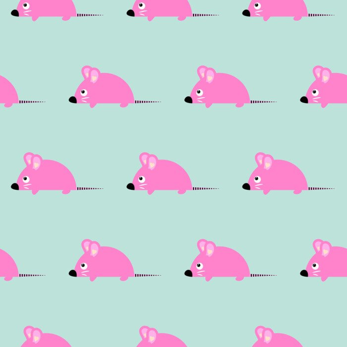 Tapete Rosa Mäuschen auf blauem Hintergrund