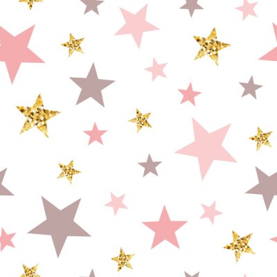 Tapete Rosa nahtlose Mustergoldglittersternerosa für Weihnachtsrückwand oder Babyparty süßes Mädchenentwurf