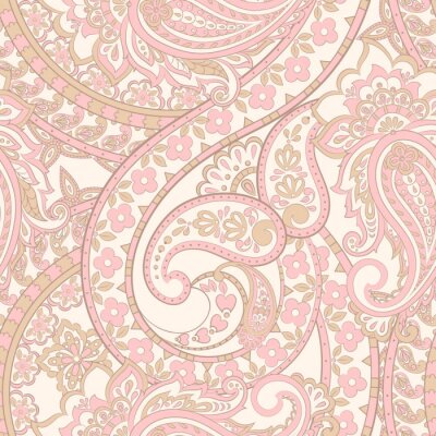 Tapete Rosa orientalische Blumen und Blätter