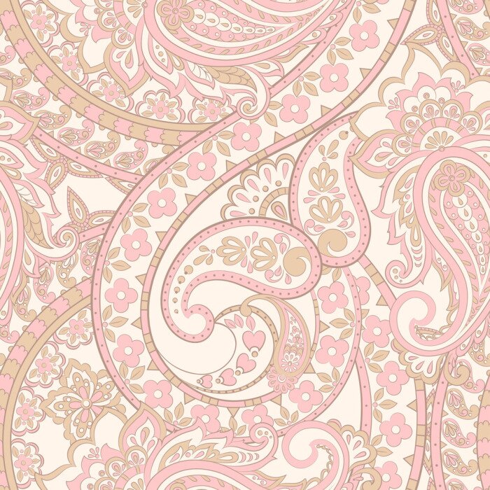 Tapete Rosa orientalische Blumen und Blätter