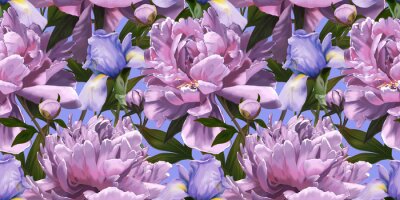 Tapete Rosa Pfingstrosen im Frühlingsgarten