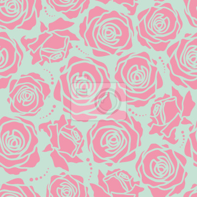 Tapete Rosa Rosen auf blassblauem Hintergrund