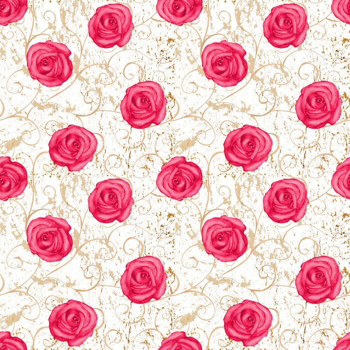 Tapete Rosa Rosen Grafik im Retro-Stil