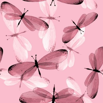 Tapete Rosa Schmetterlinge mit zarten Flügeln