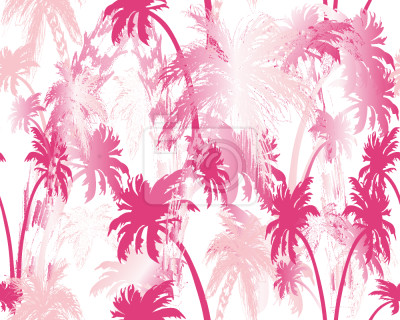 Tapete Rosa tropische Palmen