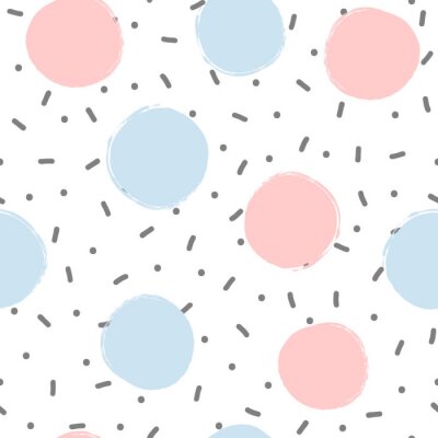 Tapete Rosa und blaue Punkte auf einem gestreiften Motiv