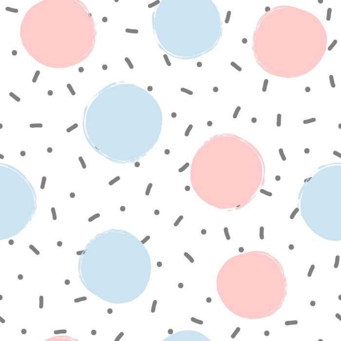 Tapete Rosa und blaue Punkte auf einem gestreiften Motiv