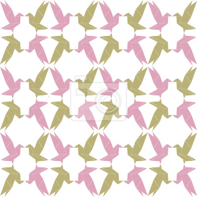 Tapete Rosa und grünes Thema mit Origami-Vögeln