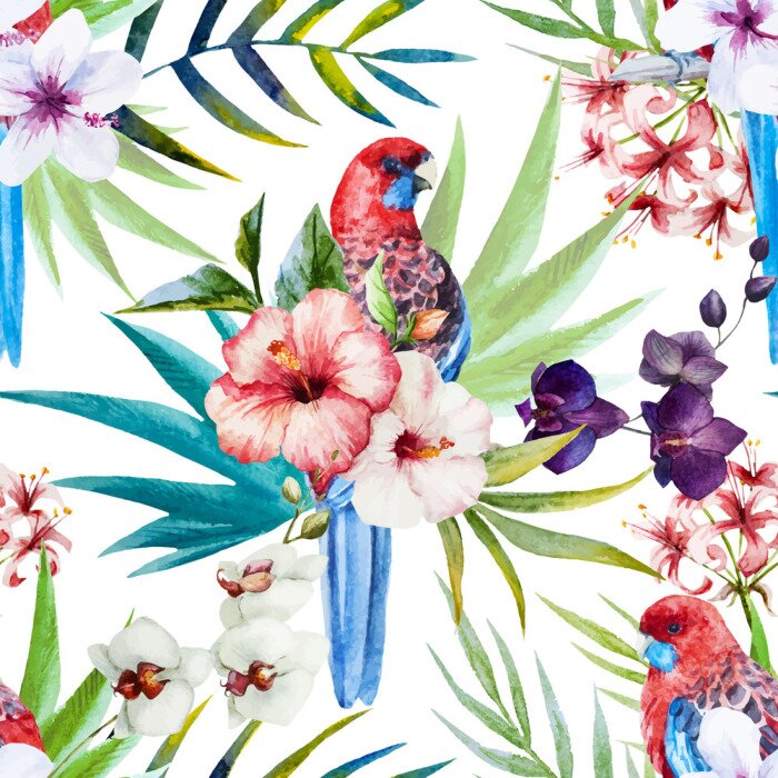 Tapete Rosella Vogelmuster