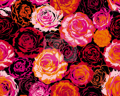 Tapete Rosen auf schwarzem Hintergrund verschiedene Farben