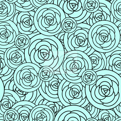 Tapete Rosen blau in Kreisen Grafik