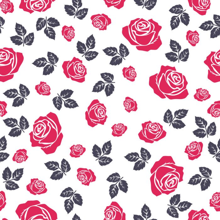 Tapete Rosen rot und schwarze Bl?tter Grafik