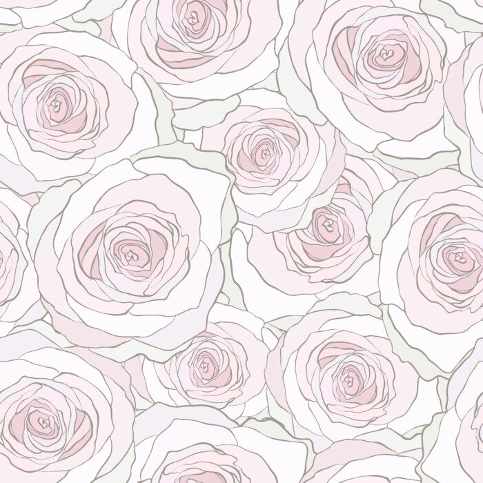 Tapete Rosen wei? mit rosa Mitte Grafik