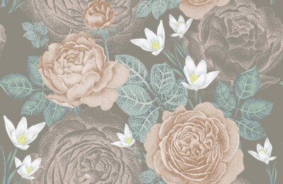 Tapete Rosenbl?ten in dunklen gedeckten Farben