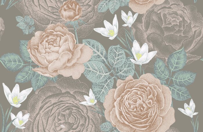 Tapete Rosenbl?ten in dunklen gedeckten Farben