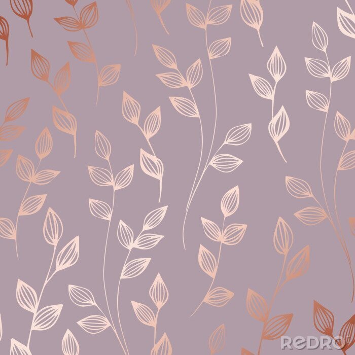 Tapete Rosengold Elegantes dekoratives Blumenmuster zum Bedrucken