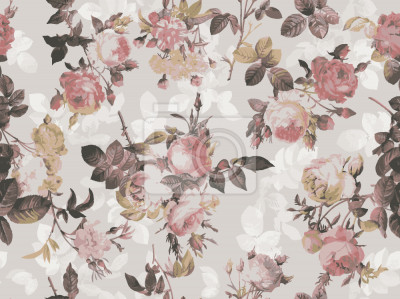 Tapete Rosenstrau? im Retro-Stil Grafik