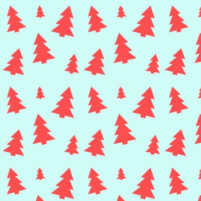 Tapete Rote Bäume auf blauem Hintergrund