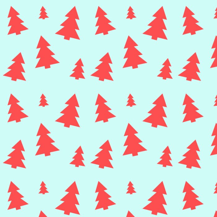 Tapete Rote Bäume auf blauem Hintergrund