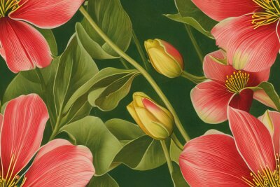 Tapete Rote Gartenblumen