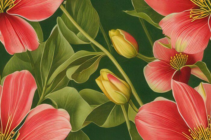 Tapete Rote Gartenblumen