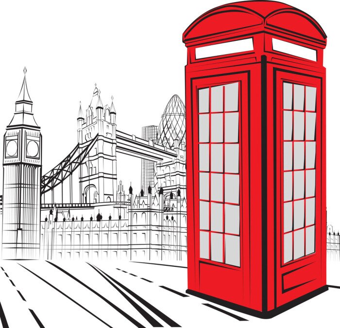 Tapete rote Telefonzelle in London
