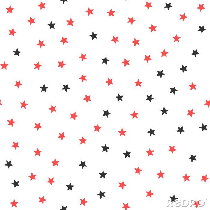 Tapete Rote und schwarze Sterne auf weißem Hintergrund