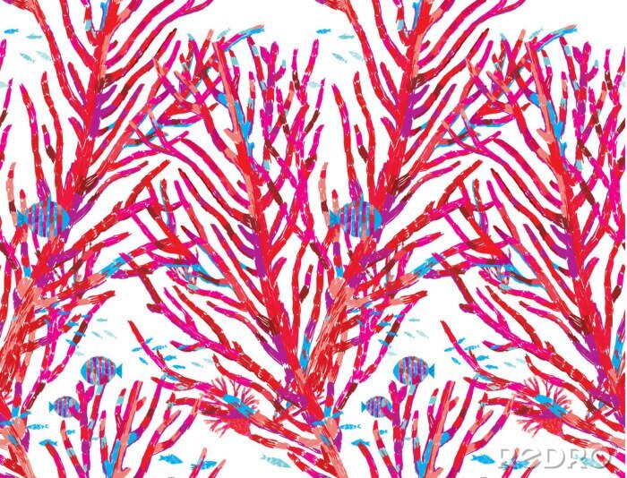 Tapete Rotes Korallenriff auf weißem Hintergrund